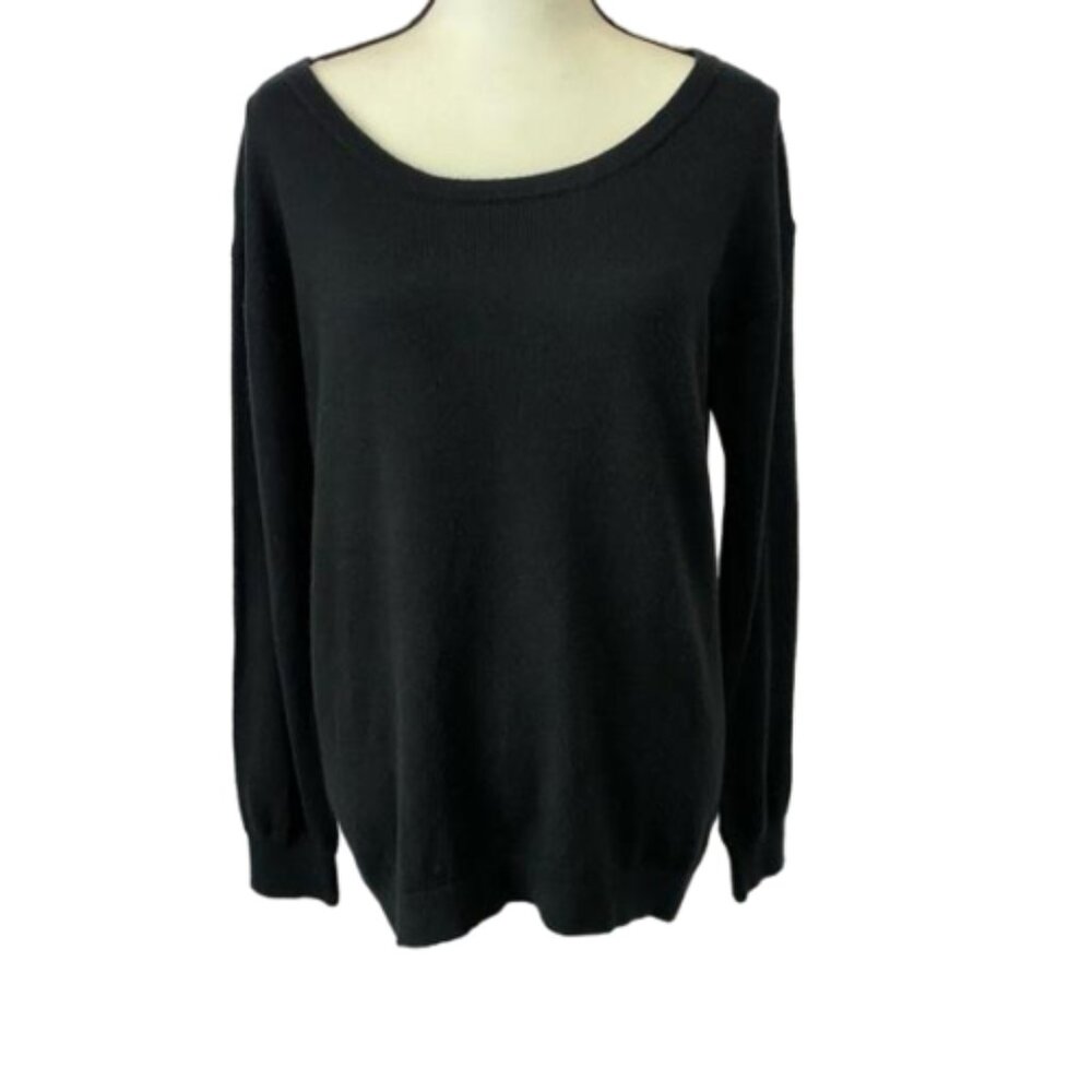 Nordstrom Abound Black Slit Open Back Soft Pullover Sweater Size L #0690